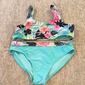 Wonder Nation Floral and Aqua Kids Bikini